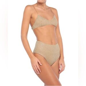 Oséree Woman Bikini Gold Size bottom XL , top L Polyester, Polyamide, Elastane